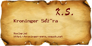 Kroninger Sára névjegykártya